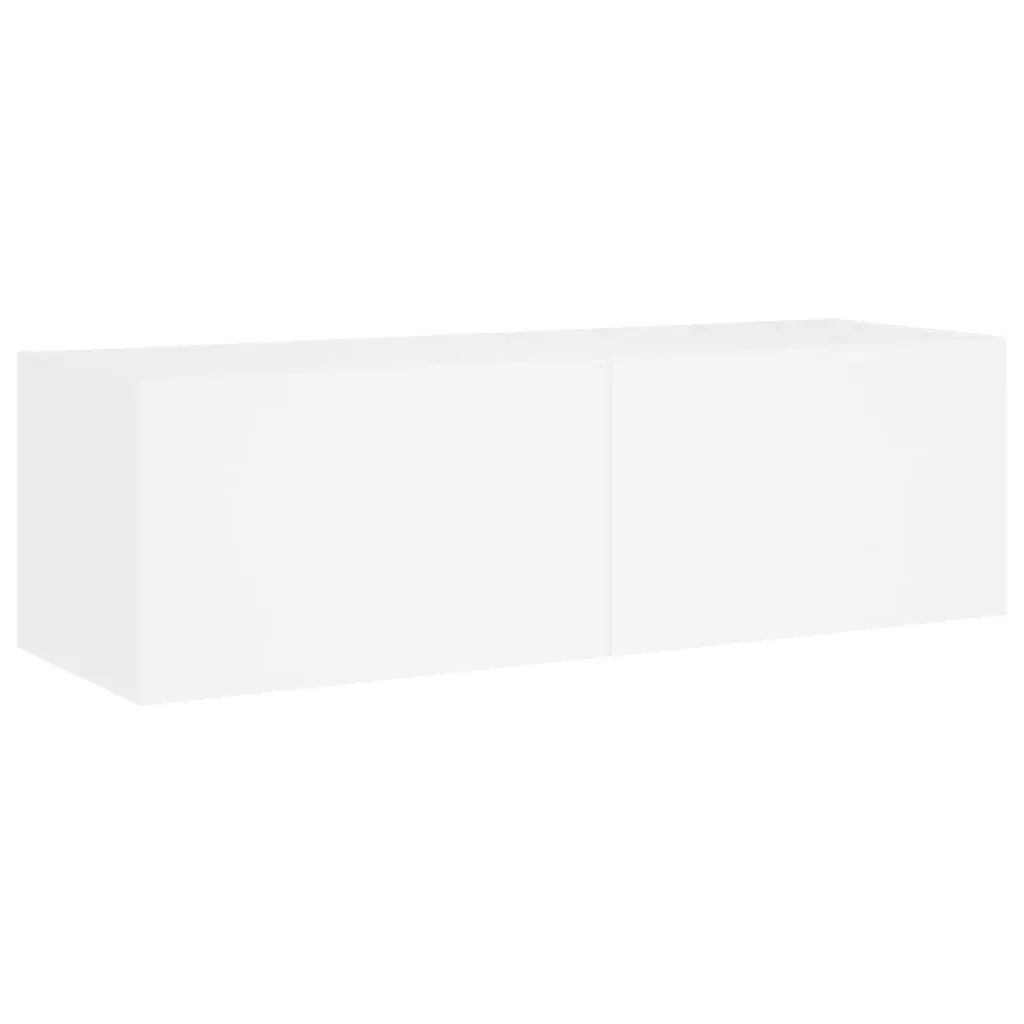6 Piece White TV Wall Cabinets Floating Storage Units with RGB LED Lights