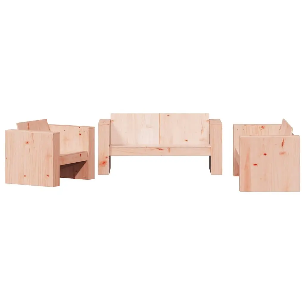 2 Piece Garden Lounge Set Outdoor Patio Furniture Solid Wood Armrest Backrest