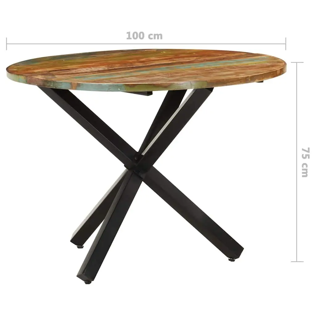 Round Table Reclaimed Wood 100cm Diameter 75cm Height Brown Kitchen Furniture