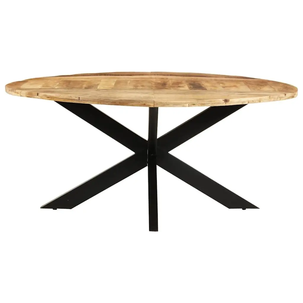 Round Dining Table Rough Mango Wood 175cm Brown
