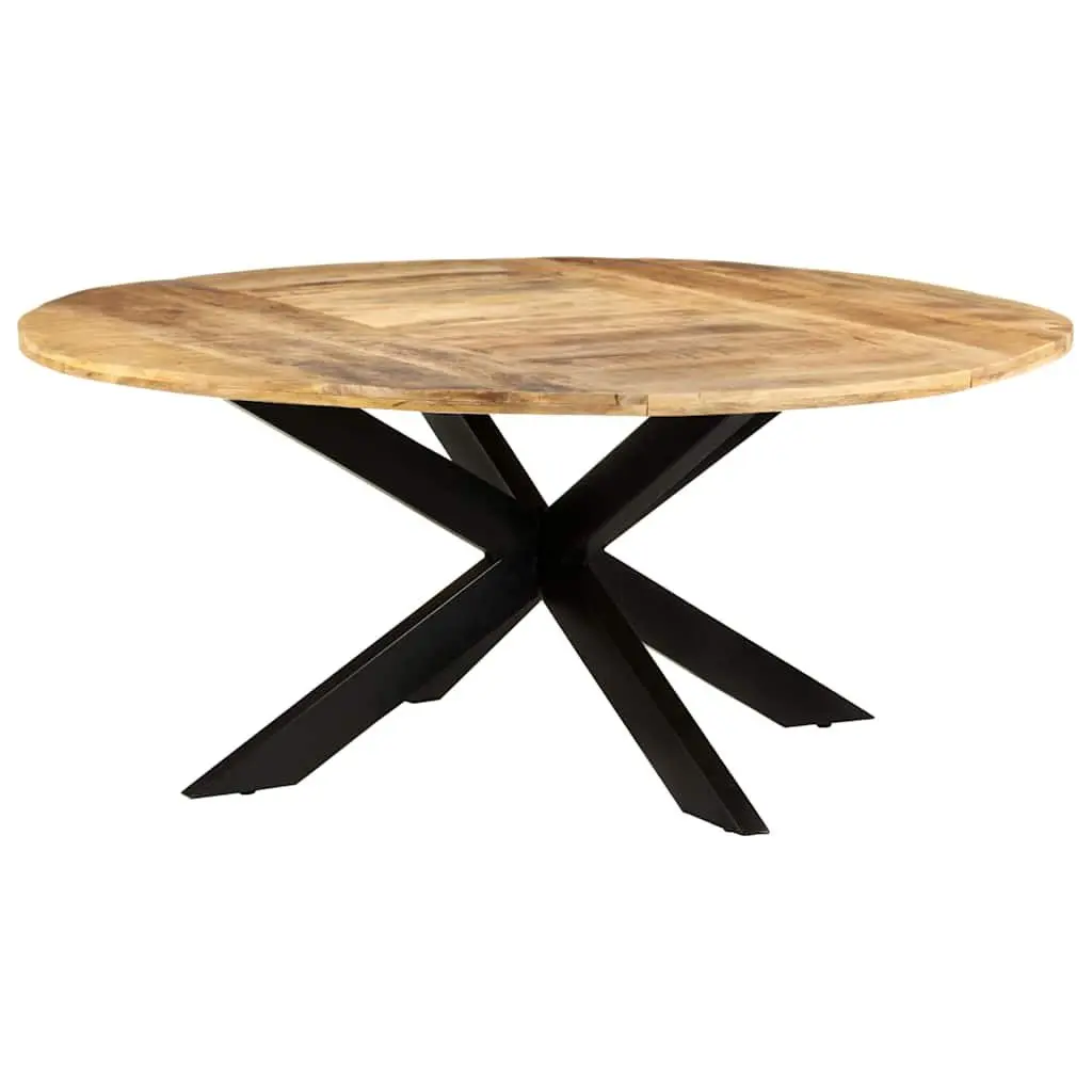 Round Dining Table Rough Mango Wood 175cm Brown