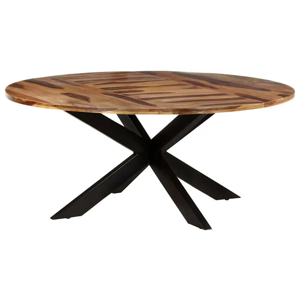 Acacia Wood Round Dining Table 175cm Brown Honey Kitchen Furniture