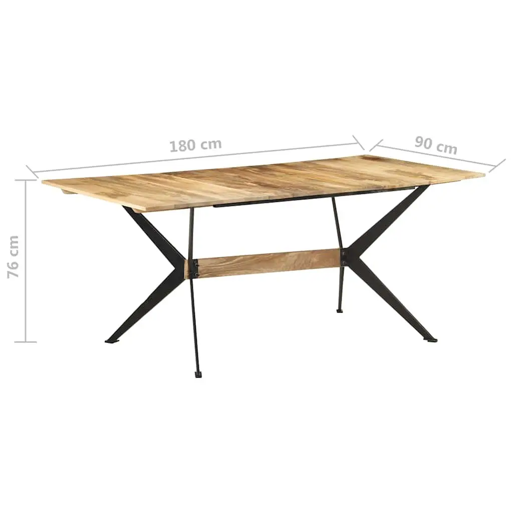 Solid Mango Wood Dining Table 180x90x76cm Brown Kitchen Room Furniture