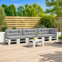 Pallet Cushions 7 Pieces Grey Polyester Outdoor Garden Sofa Seat Pads