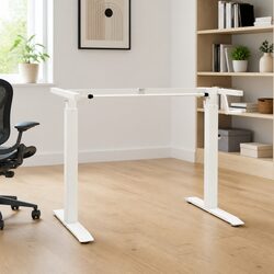 Manual Height Adjustable Standing Desk Frame Hand Crank White Workstation