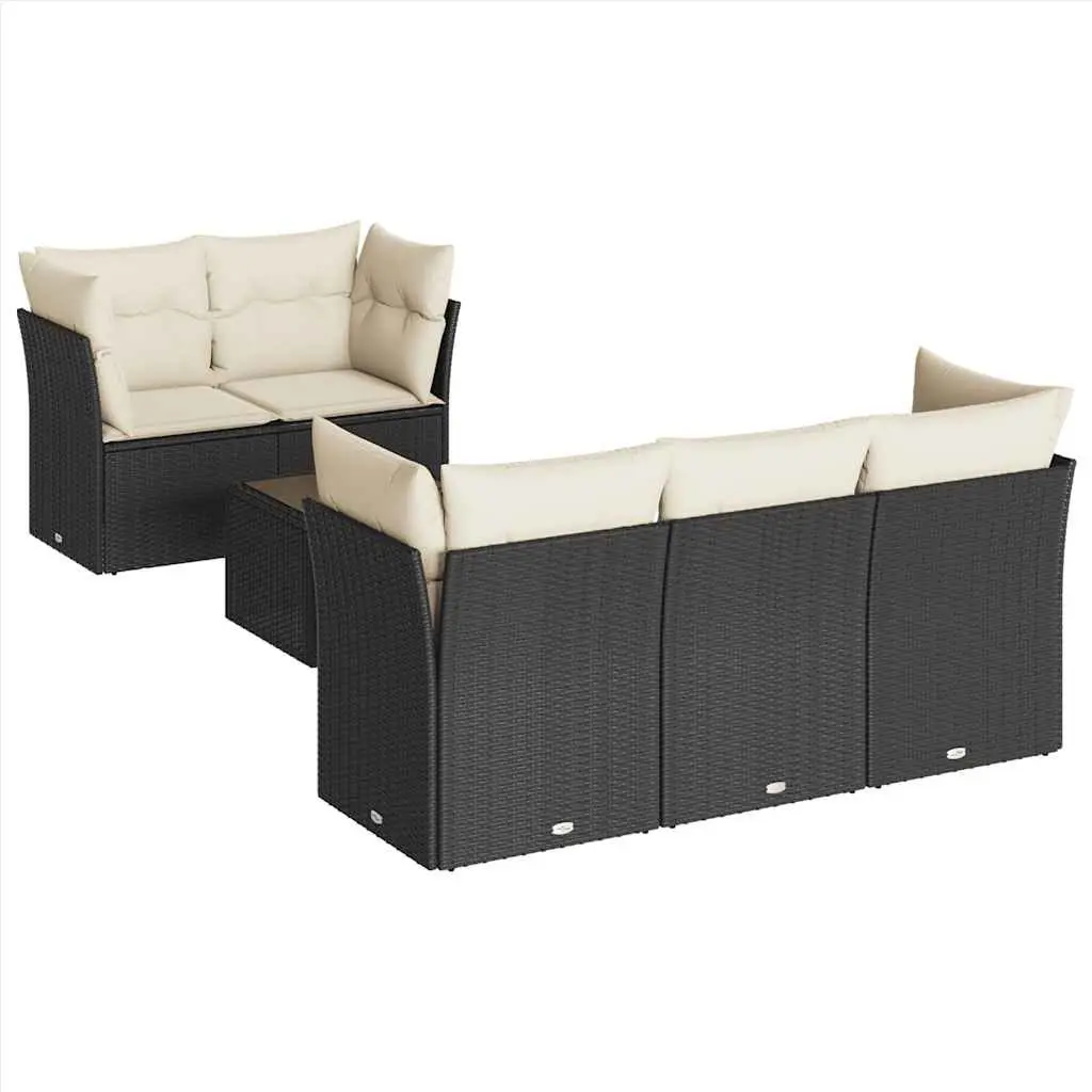 6 Piece Garden Sofa Set Outdoor Furniture Patio Lounge Black Poly Rattan