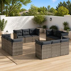 Your Perfect Outdoor Companion: 12-Piece Grey Sofa Set