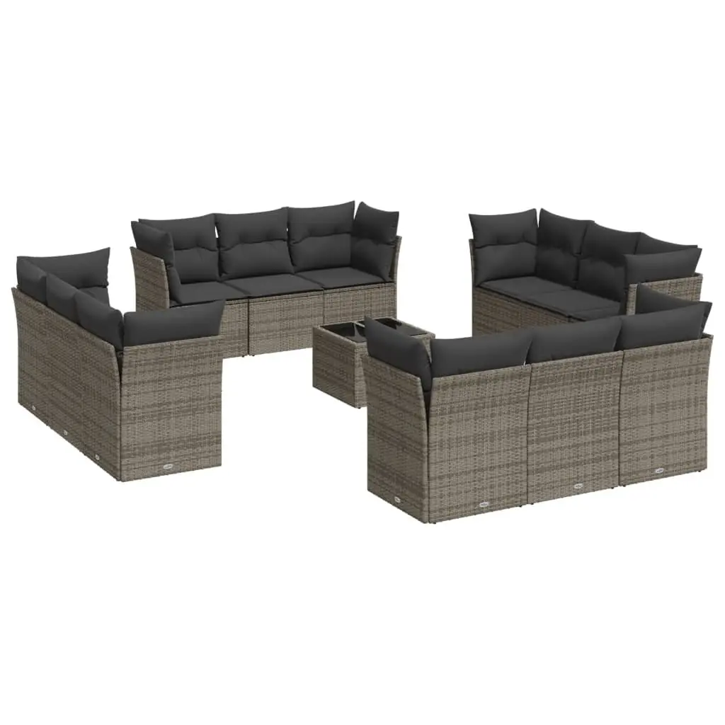 Garden Sofa Set 13 Piece Outdoor Furniture Patio Poly Rattan Grey Cushions
