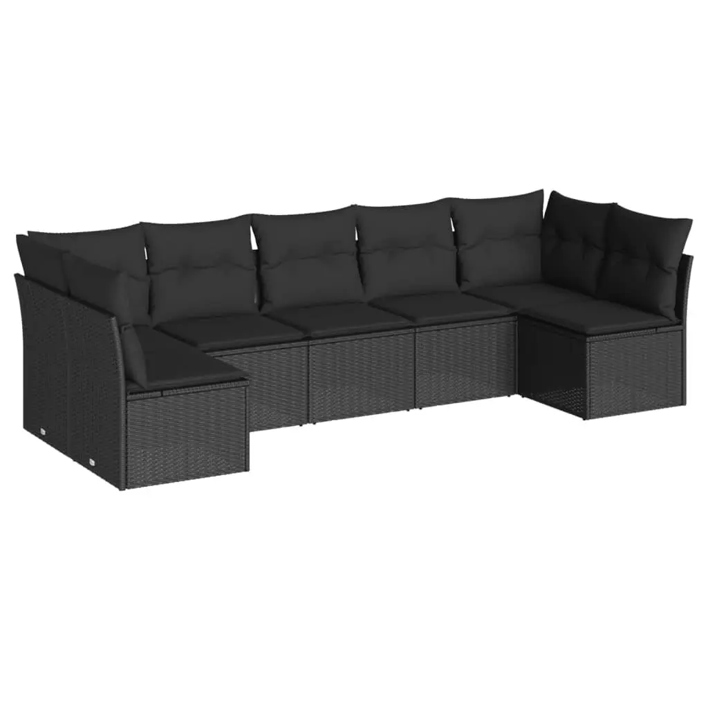 Garden Sofa Set 7 Piece Outdoor Furniture Patio Seating Black with Cushions