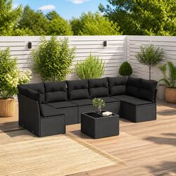 Invite Comfort with Your 8 Piece Black Rattan Sofa Set