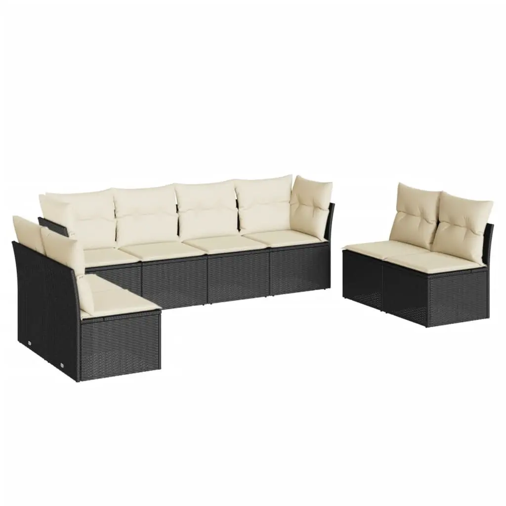 Garden Sofa Set Modular 8 Piece Outdoor Furniture Black PE Rattan