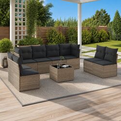 Your Ideal Outdoor Sofa Set: 9-Piece Grey Rattan