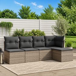 Garden Sofa Set 5 Piece Outdoor Furniture Patio Seating Grey with Cushions