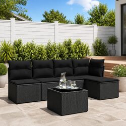 6-Piece Black Garden Sofa Set with Cushions - Your Outdoor Retreat
