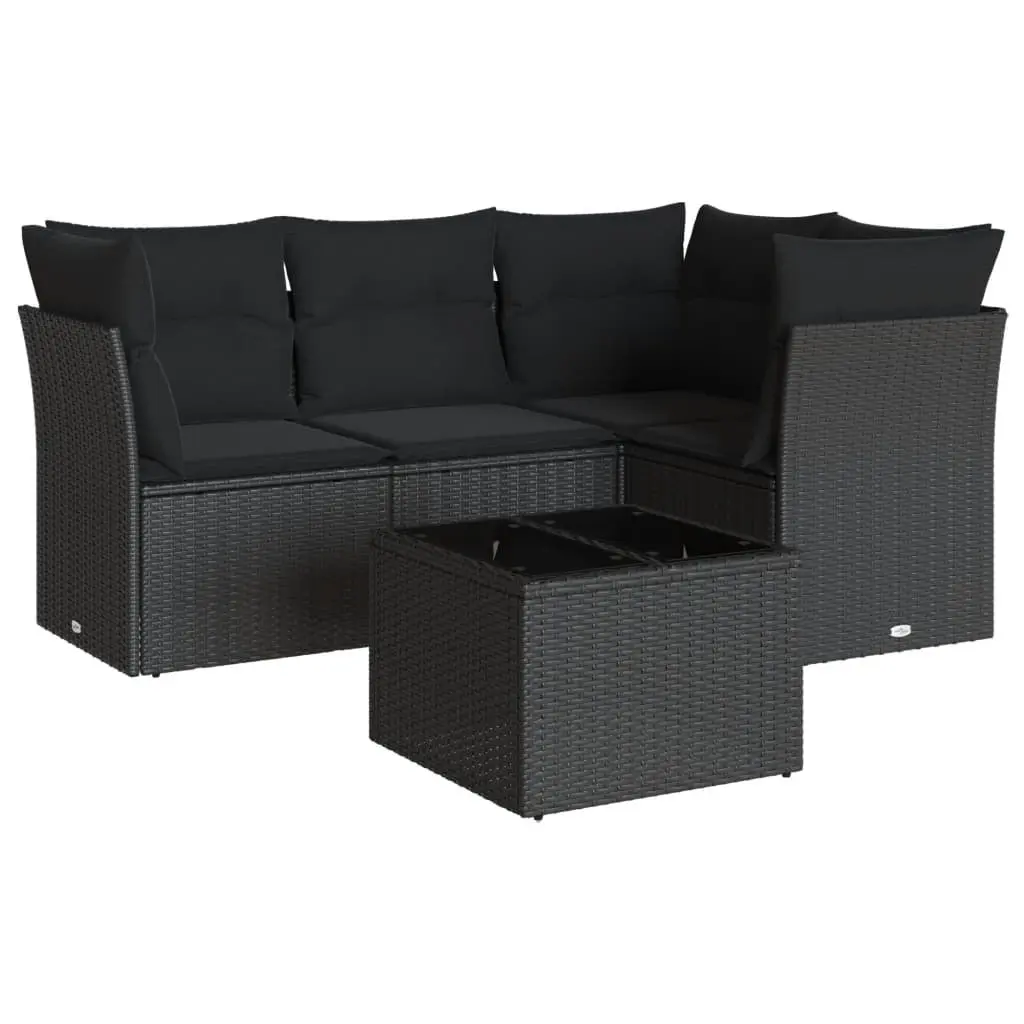 Garden Sofa Set Black 5 Piece Outdoor Furniture Patio Seating with Cushions