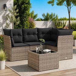 5 Piece Grey Garden Sofa Set with Stylish Table