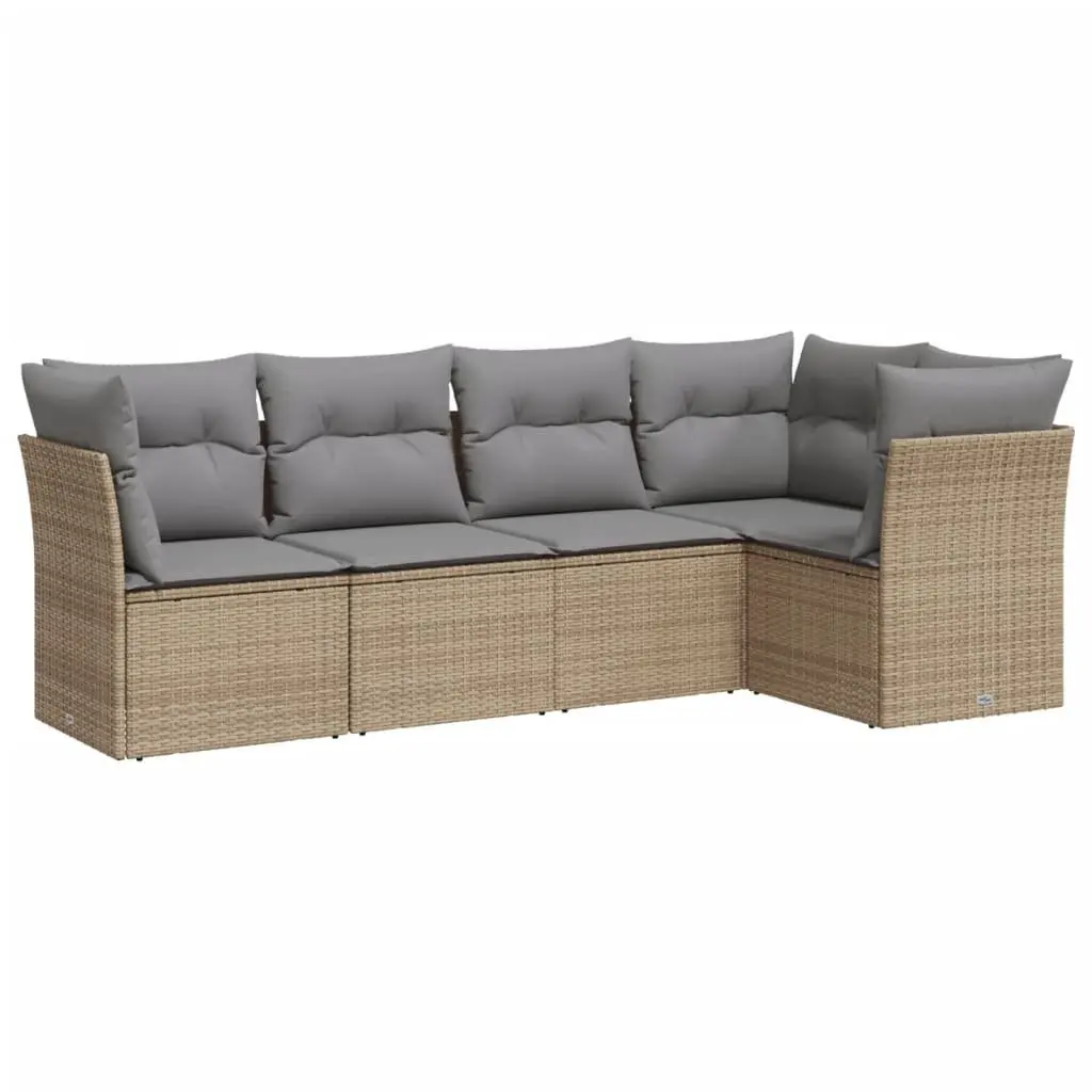 Garden Sofa Set 5 Piece Outdoor Furniture Patio Seating Beige with Cushions