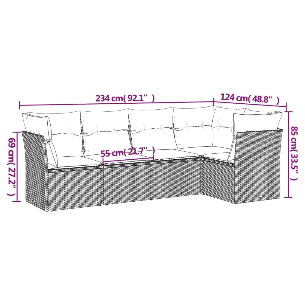 Garden Sofa Set 5 Piece Outdoor Furniture Patio Seating Beige with Cushions
