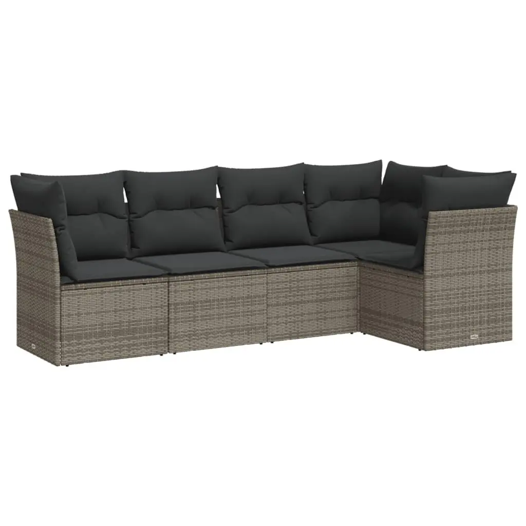 Garden Sofa Set 5 Piece Outdoor Furniture Patio Grey Rattan Cushions Modular