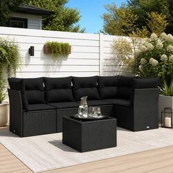 Friendly 6 Piece Garden Sofa Set in Stylish Black