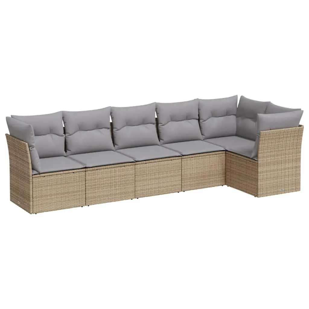 Garden Sofa Set Modular 6 Piece Patio Furniture with Cushions Beige