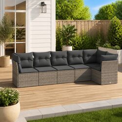 Charming 6 Piece Modular Garden Sofa Set in Grey