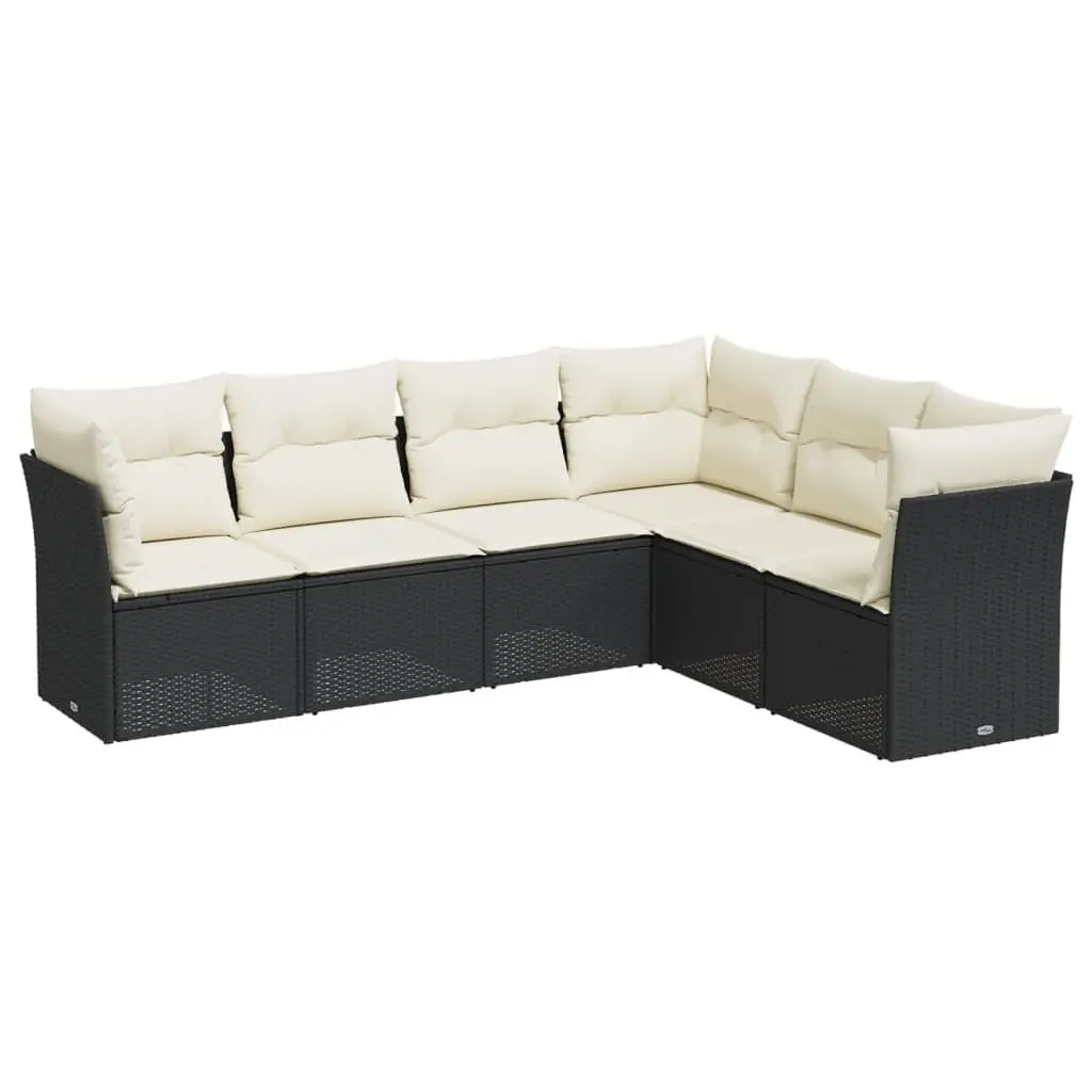 Garden Sofa Set 6 Piece Outdoor Furniture Patio Seating with Cushions Black