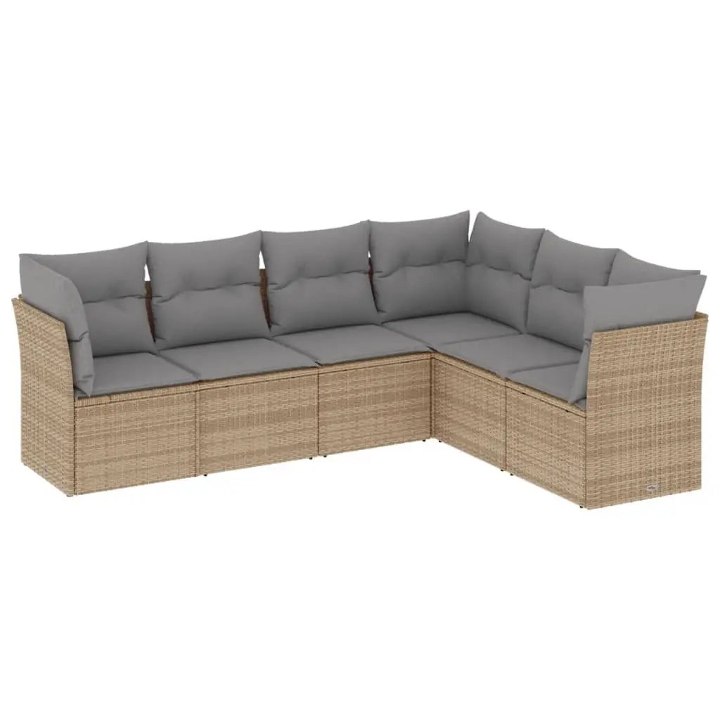 Garden Sofa Set Modular 6 Piece Beige Outdoor Furniture