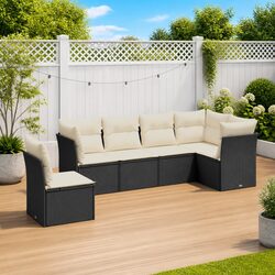 Garden Sofa Set 6 Piece Outdoor Furniture Patio Lounge with Cushions Black