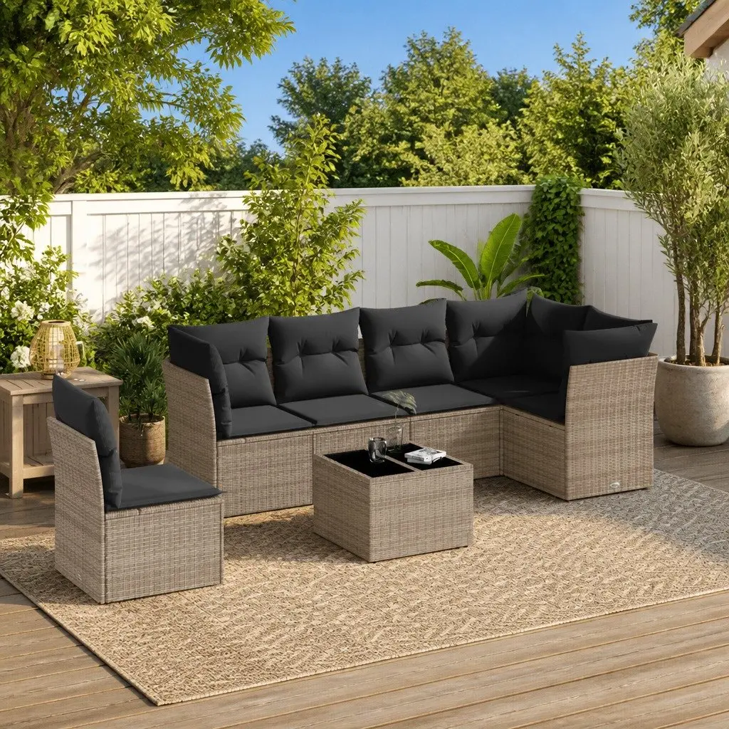Outdoor Garden Sofa Set Modular Grey 7 Piece