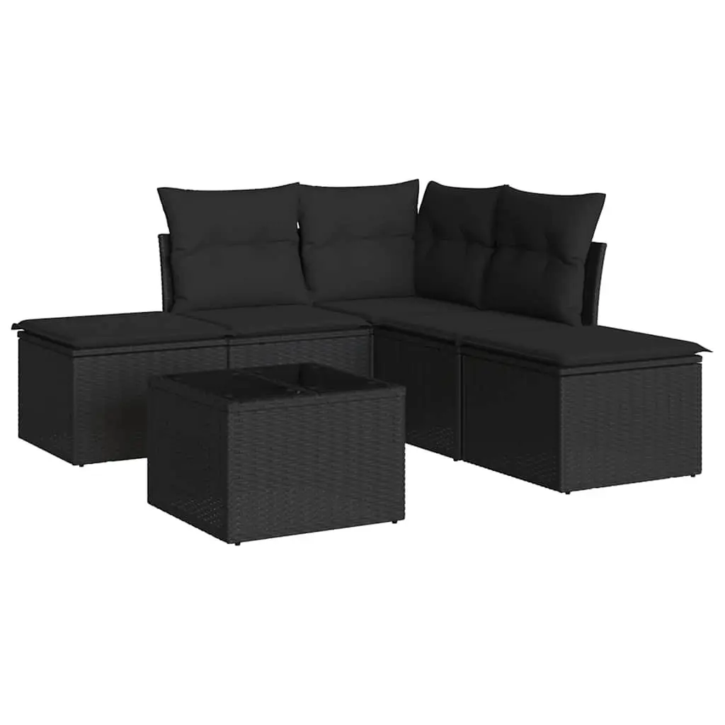 Garden Sofa Set 6 Piece Outdoor Furniture Patio Seating Black with Cushions