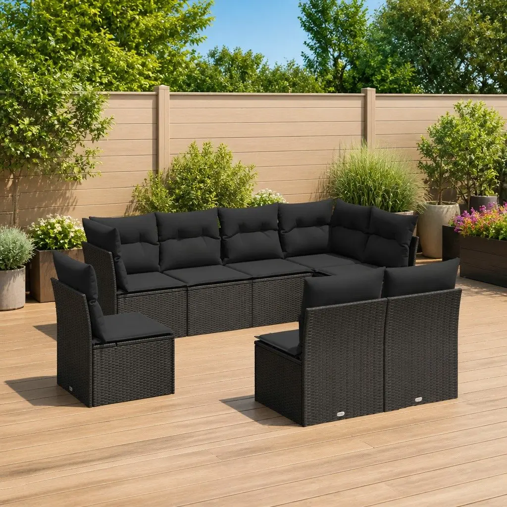 8 Piece Garden Sofa Set in Black