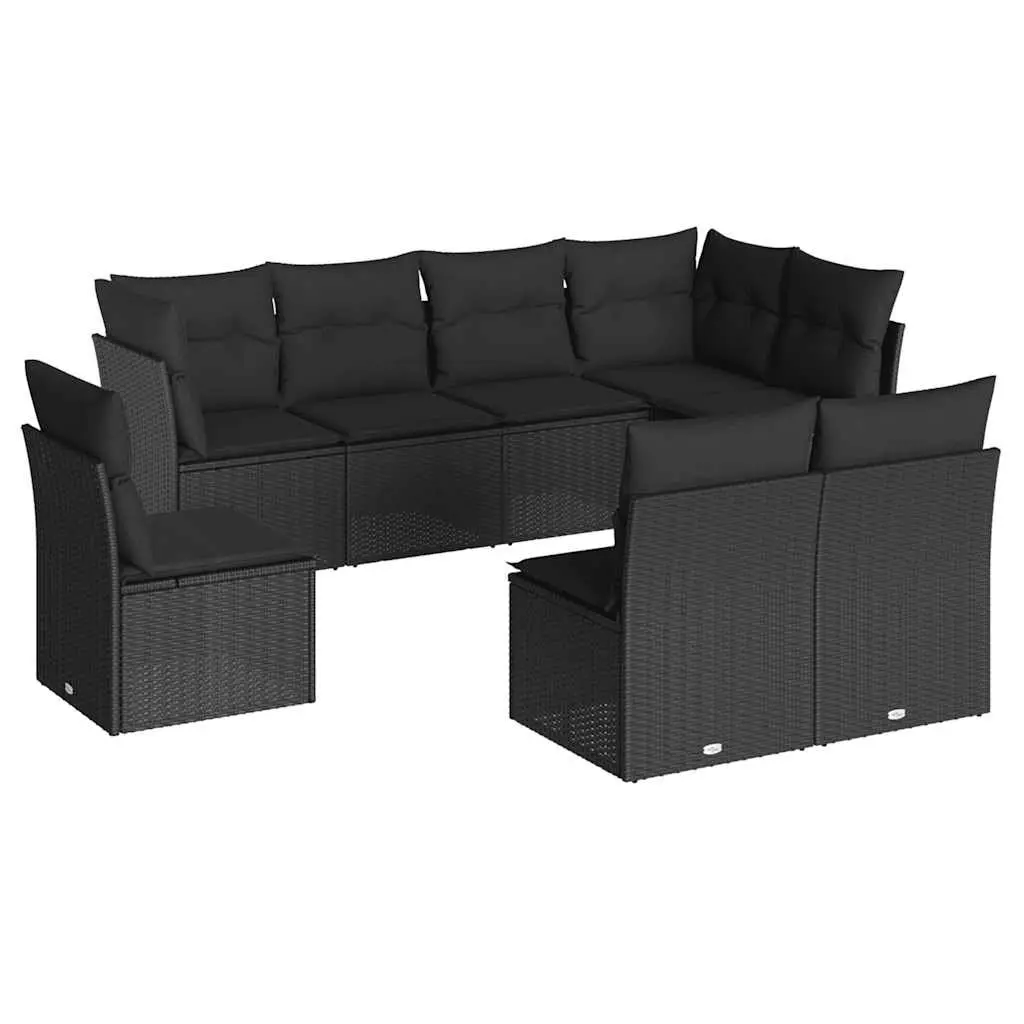 8 Piece Garden Sofa Set in Black