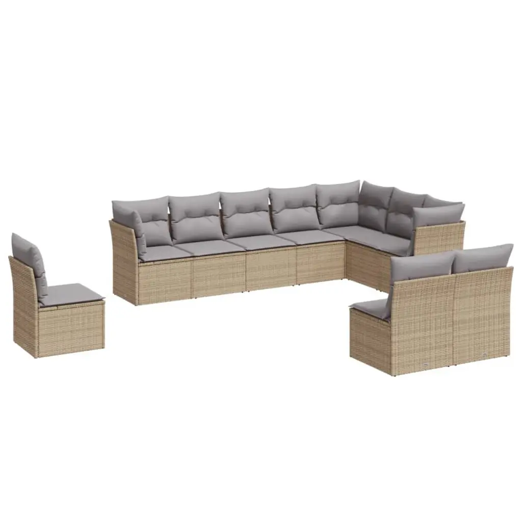Modular Garden Sofa Set 10 Piece with Cushions Beige