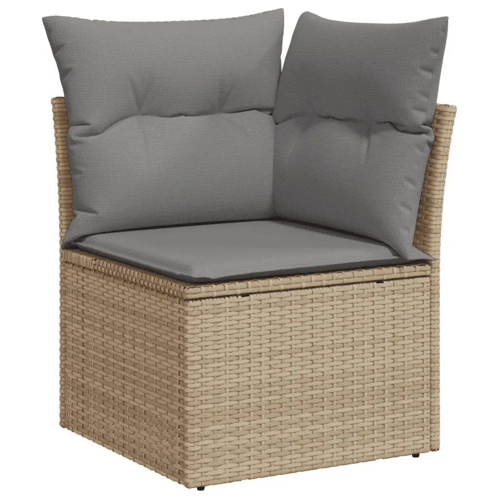 Garden Sofa Set 11 Piece Outdoor Furniture Patio Lounge with Cushions Beige