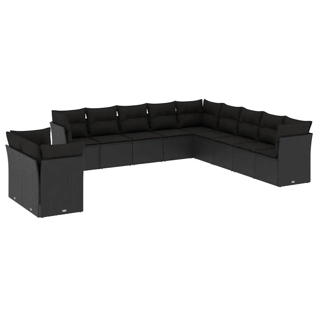 Outdoor Garden Sofa Set 11 Piece Patio Furniture Black Rattan Modular Seating