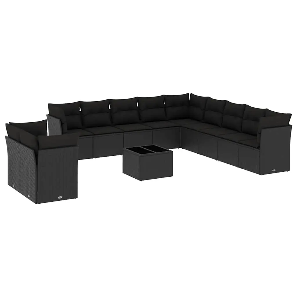 Modular Outdoor Patio Furniture Garden Sofa Set Black PE Rattan 12 Piece