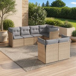Outdoor Garden Sofa Set 7 Piece Patio Furniture Beige Modular with Cushions