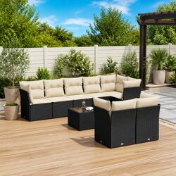 Your New Black 9-Piece Garden Sofa Set with Cushions