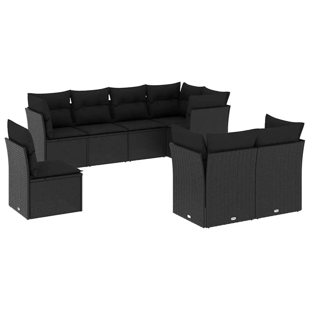 Garden Sofa Set 8 Piece Outdoor Furniture Patio Sectional with Cushions Black