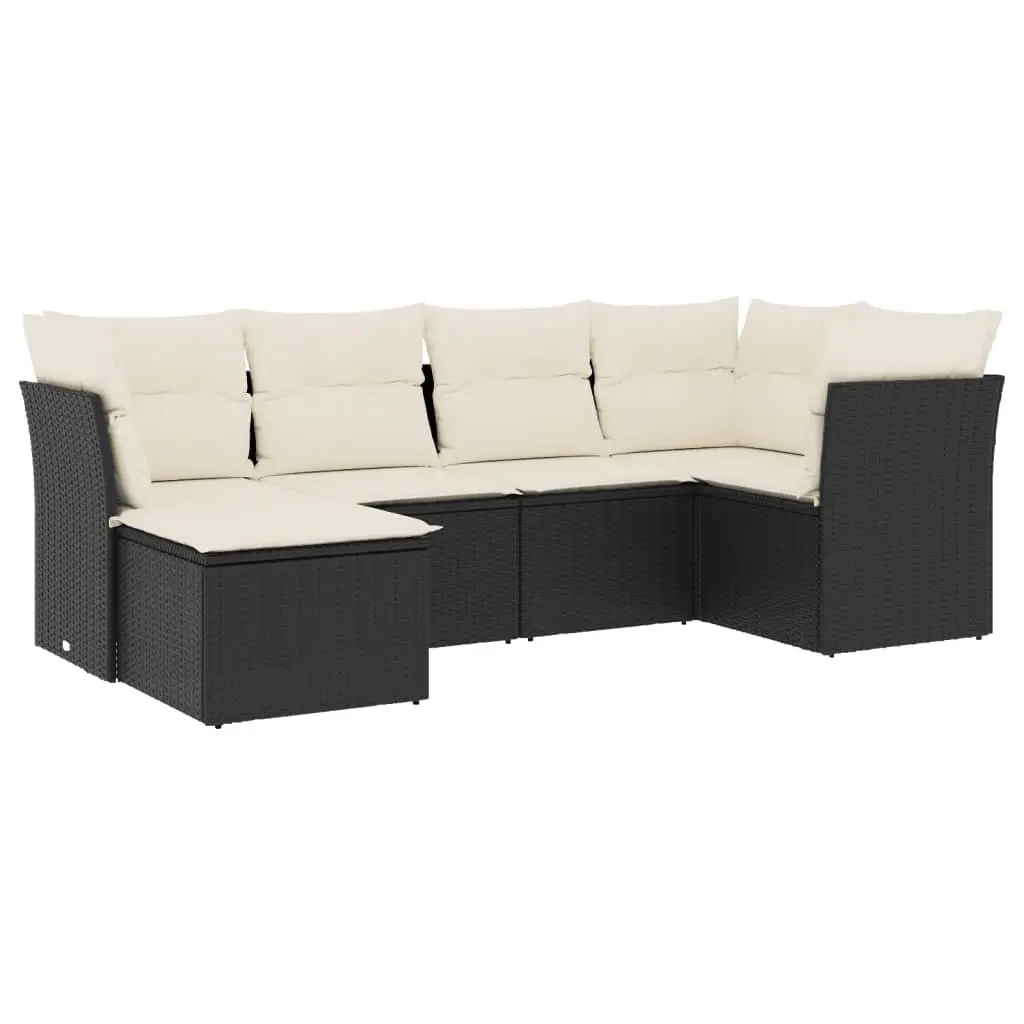 Outdoor Garden Sofa Set Modular Black PE Rattan 6 Piece