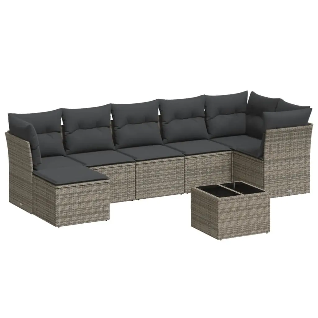 Garden Sofa Set 8 Piece Outdoor Furniture Grey Poly Rattan Patio Lounge with