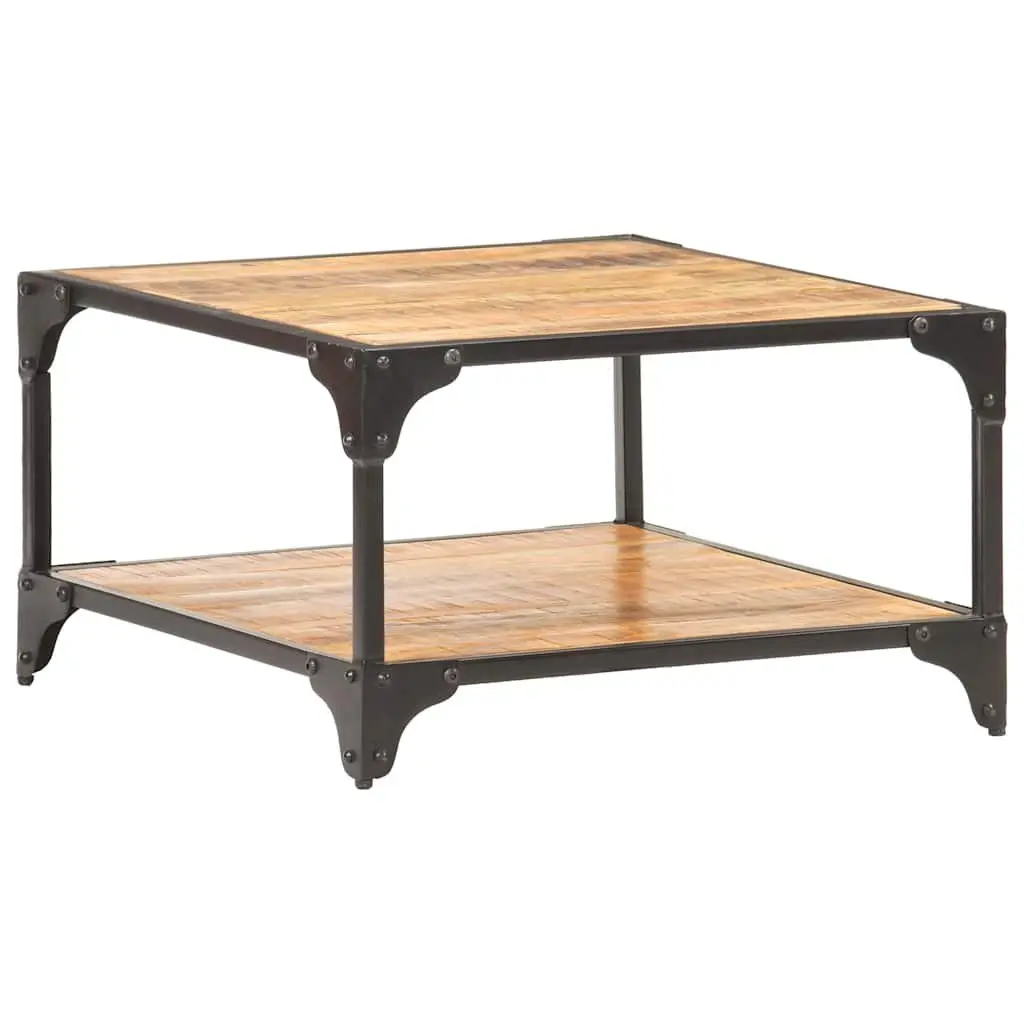 Coffee Table 60x60x35 cm Solid Mango Wood Storage Shelf Living Room Accent
