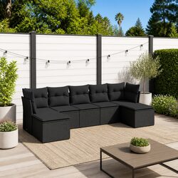 Cozy Up with a 7-Piece Black Sofa Set for Your Outdoor Space