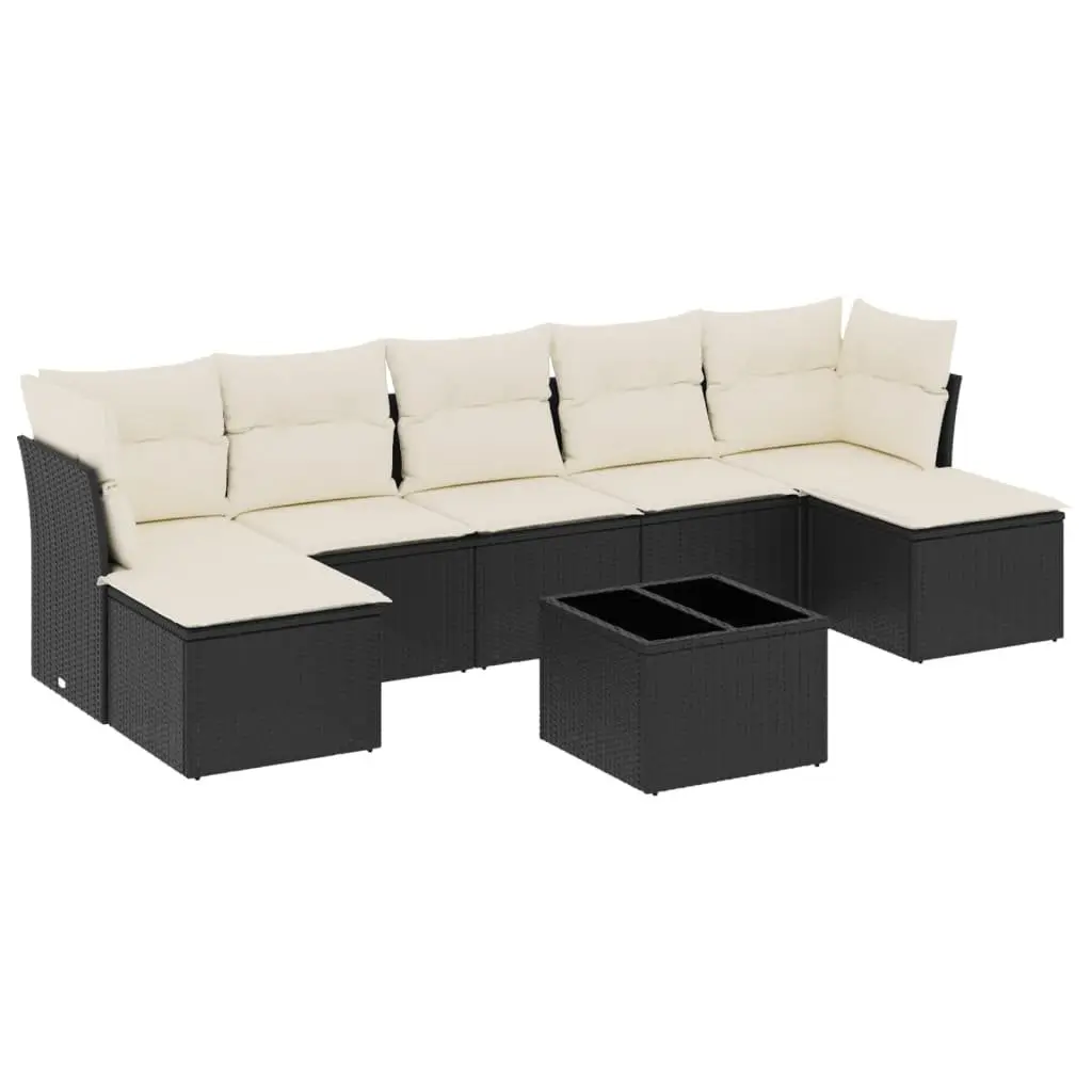 Garden Sofa Set 8 Piece Outdoor Furniture Black Poly Rattan Modular Patio Lounge