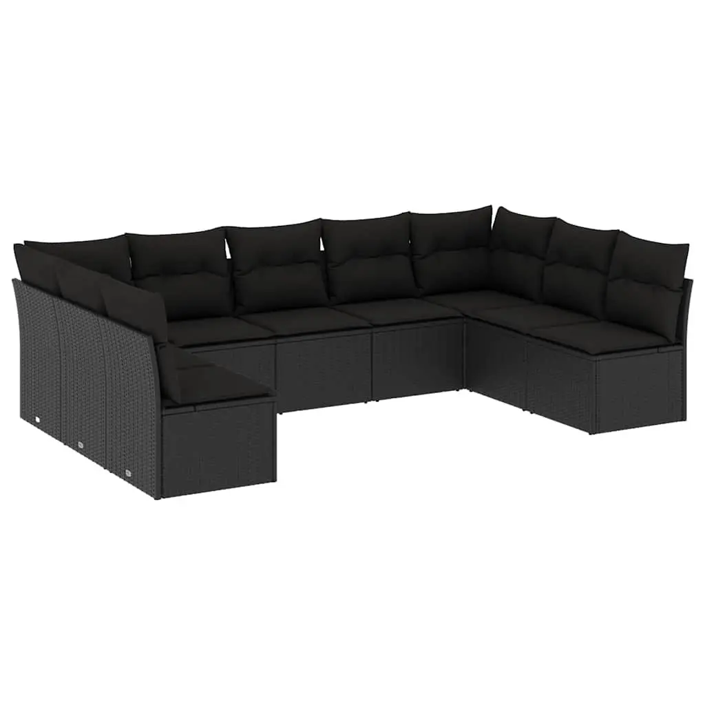 Garden Sofa Set 9 Piece Outdoor Furniture Patio Black Modular Rattan Seating