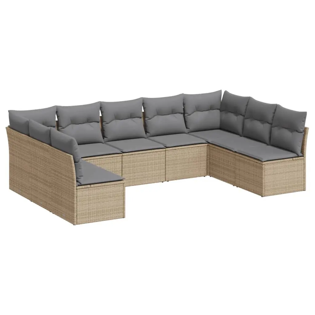 9 Piece Modular Outdoor Garden Sofa Set Weather Resistant PE Rattan Beige