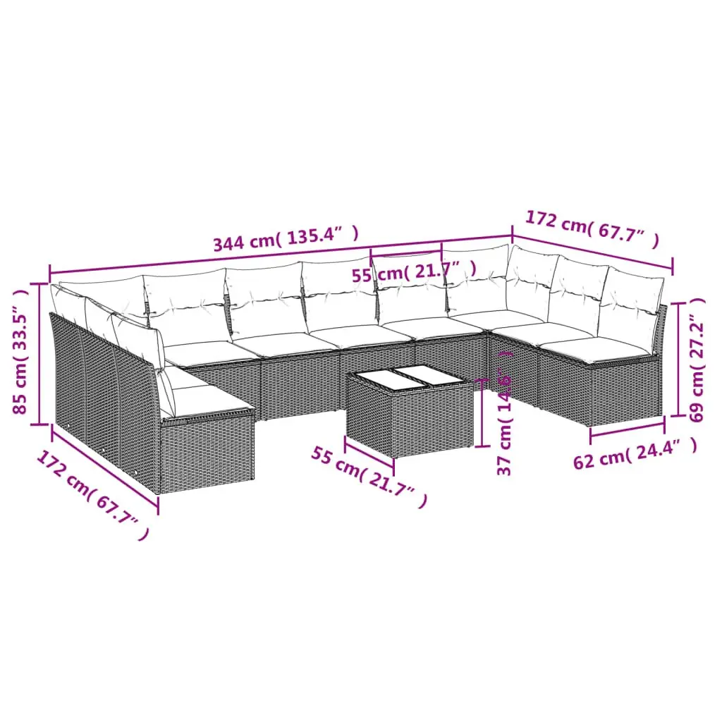 11-Piece Outdoor Sofa Set