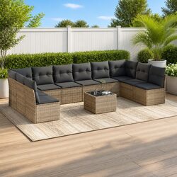 Friendly 11-Piece Grey Garden Sofa Set