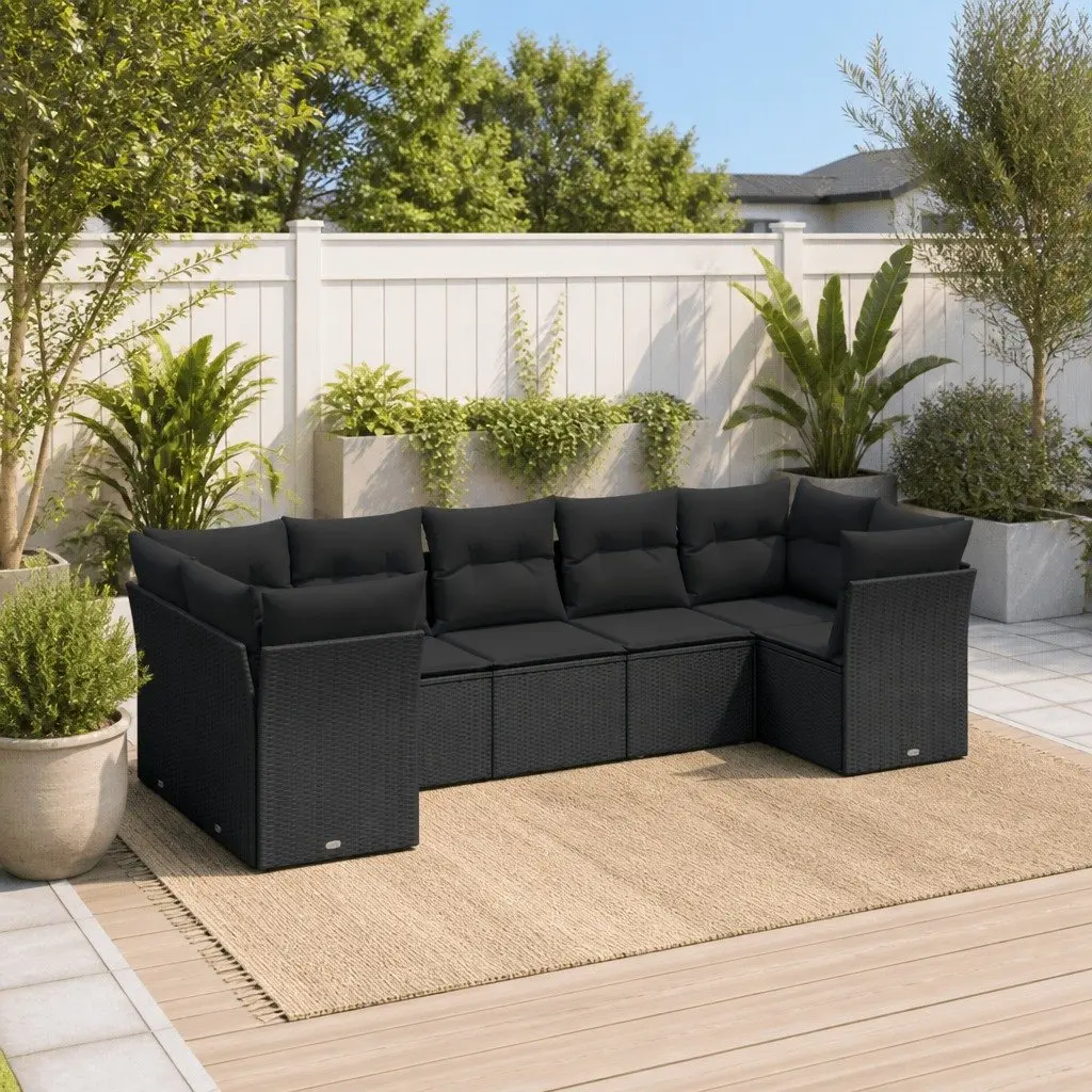 7-Piece Outdoor Sofa Set in Black